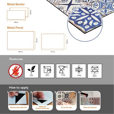 Алюмінієвий кухонний фартух, виготовлений в Італії, захищає плиту та стіну, миється та легко встановлюється, металевий фартух, 48 x 72 см (48x72, білий мармур)