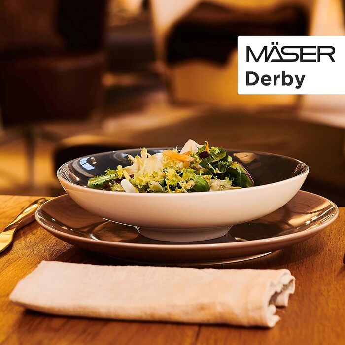 Серия MSER 931448 Derby, набор посуды премиум-класса с квадратными тарелками на 4 персоны гастрономического качества, современный комбинированный сервиз из 16 предметов в ярких пастельных тонах, прочный фарфор (комбинированный сервиз круглый)