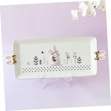 Керамічна сервірувальна тарілка з малюнком кролика 35,5 х 15 см ROMISBABA