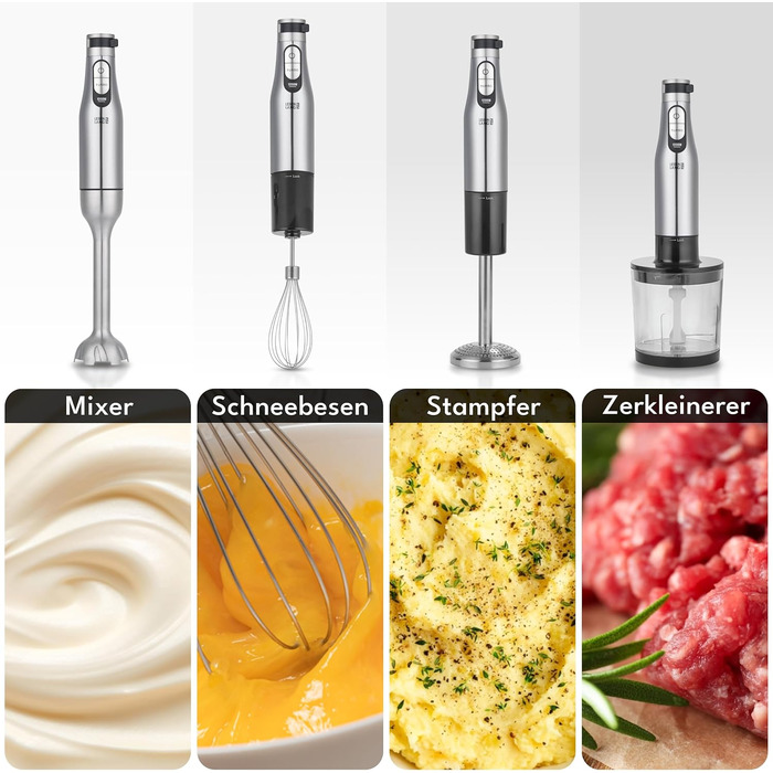 Ручний блендер 1200 Вт з набором аксесуарів та підставкою, 6 предметів Premium LEBENLANG