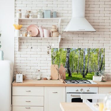 Дизайнерський кухонний фартух з алюмінієвого композиту, кухонний фартух, товщина 3 мм, 60x100 см, (Березовий ліс)