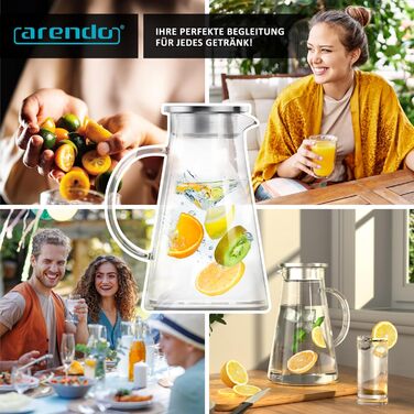 Скляний глечик з кришкою та ситечком 2 л Arendo