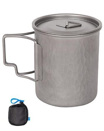 Туристическая кружка из титана с крышкой и складной ручкой 450 мл COOK'N'ESCAPE