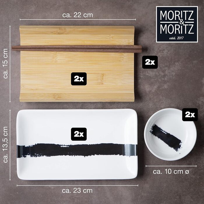 Набір посуду для суші на 2 персони, 10 предметів, Brush Stroke Black Gourmet Moritz & Moritz