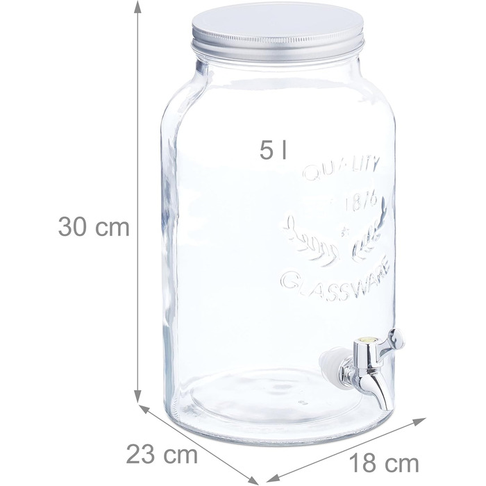 Диспенсер для напитков с краном и крышкой 5 л Relaxdays