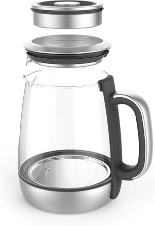 Чайник riviera&bar Cha Dao Expert з регульованою температурою, загартоване скло та нержавіюча сталь, тихий режим, оптимальне заварювання чаю, 1,5 л, 22 x 36,5 x 29,5 см