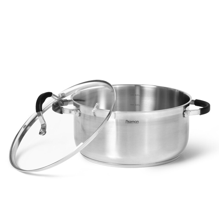 Каструля Fissman MAGNIFICA 24x11,5 см /5,1 л із скляною кришкою (15354)