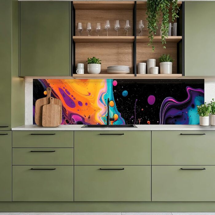 Кухонний фартух 60x80 см Самоклеючий захисний щиток для кухонної стіни Кухонний фартух Кухонні фасади Кухонні фартухи Кухонна стіна Вода - Пейзаж - (Барвистий - Кольоровий, 80 x 300 см)