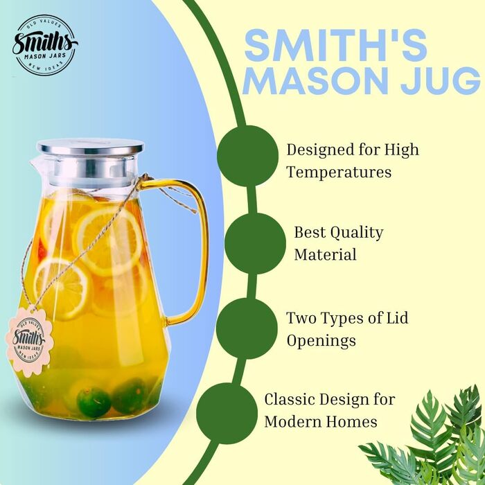 Скляний глечик для напоїв 1,8 л Smiths Mason Jars
