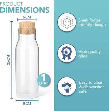 Стеклянные бутылки 2 шт по 1 л HEFTMAN