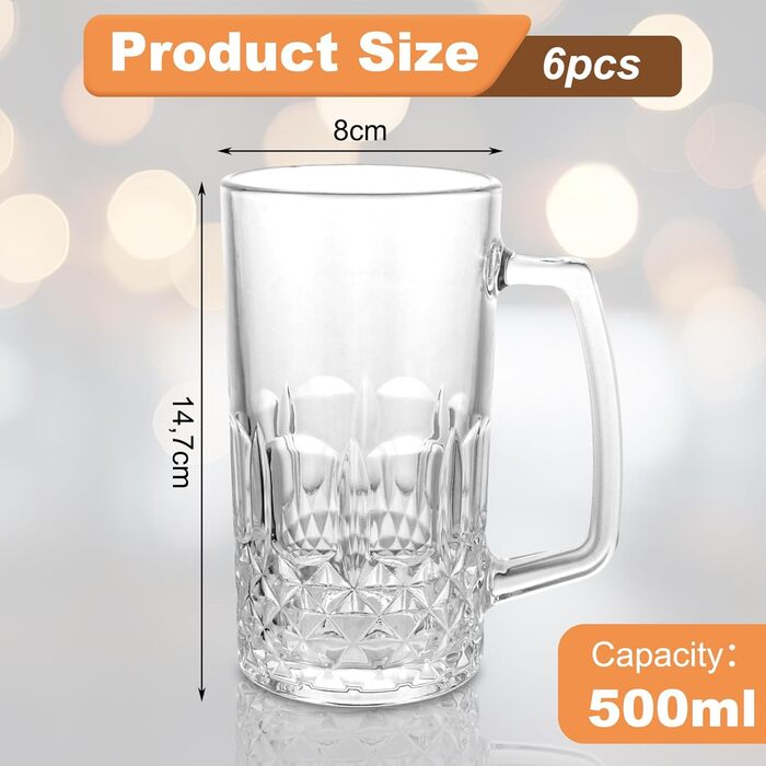 Набір пивних кухлів 6 шт 500 мл MIVIDE