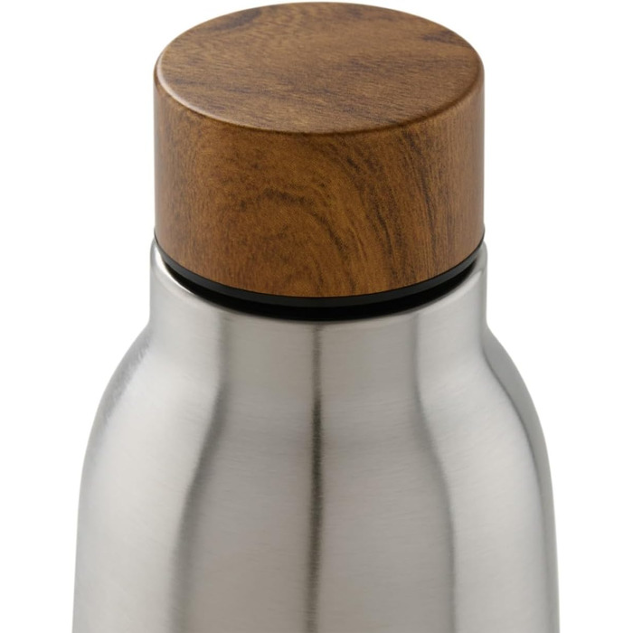 Пляшка для води Blumtal з нержавіючої сталі 500 мл - Герметична ізольована пляшка - Пляшка для води без бісфенолу А для гарячого та холодного використання - Двостінна ізольована пляшка - Ізоляційна пляшка, стійка до іржі, дерево/срібло 24 - дерево/срібло 