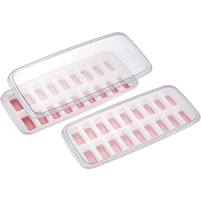 Льодогенератор Westmark Ice Cube Maker Cube форма для льоду з кришкою, для приготування 6 великих кубиків льоду, прозорий/червоний/білий пластик, без BPA, великий (напівкруглий, маленький)