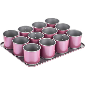 Міні-деко для випічки тарталеток на 12 предметів, міні-форма для торта з антипригарним покриттям, форма для кексів, креативна випічка (колір рожевий, сріблястий), кількість, 7481 creative studio
