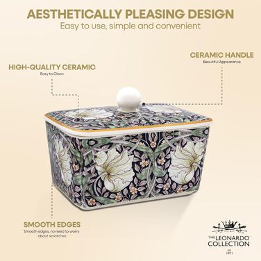 Маслянка з кришкою, китайська кераміка, з гарними акварельними мотивами, дизайн від галереї Дженніфер Роуз для Busy Bees (барвистий (квітковий візерунок))