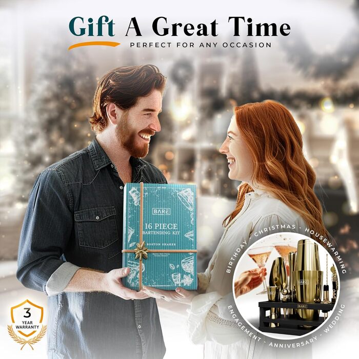 Набір для коктейлів 16 предметів золотий Bare Barrel