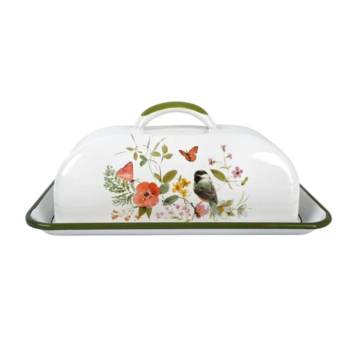 Емальована масленка Z&Z ornamentorum з кришкою, масленки для всіх поширених видів масел, кухонні аксесуари, засоби для зберігання, ручної роботи, колір птаховий зелений