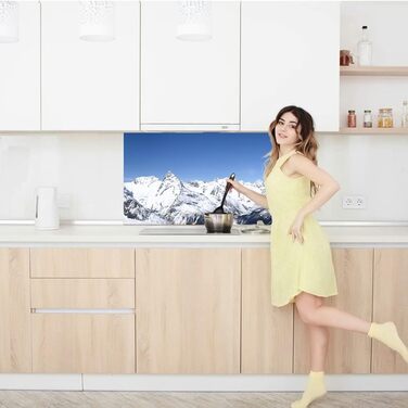 Дизайнерський кухонний фартух з алюмінієвого композиту, кухонний фартух, товщина 3 мм, 60x100 см, (Світлі гори)