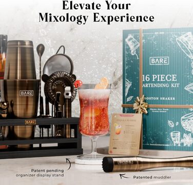 Набір для коктейлів 16 предметів латуний Bare Barrel