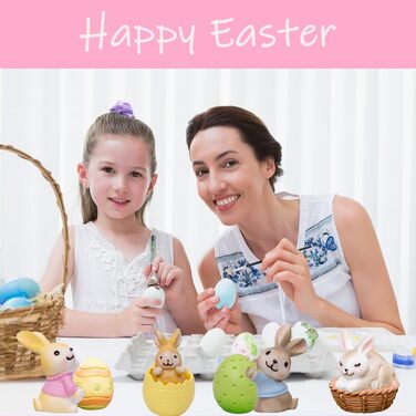 Міні-фігурок кроликів, прикраси у вигляді великоднього кролика, прикраси для кроликів, великодні прикраси, невеликі подарунки на день народження та святкове приладдя, прикраси для квіткових горщиків на Великдень та сукуленти, 7