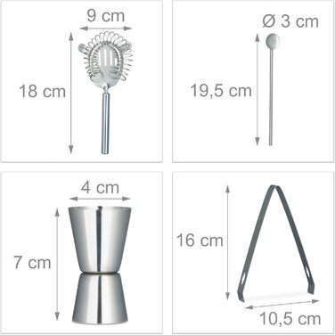 Набір бармена 6 предметів з нержавіючої сталі Relaxdays