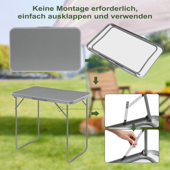 Розкладний стіл для відпочинку 80x50x70 см сірий eSituro