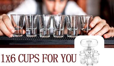 АЛЄВМУМ Набір з 6 дозаторів та підставки для шотів, багатофункціональний дозатор для бару, для наповнення рідинами, тримач для коктейлів, лікеру, шотів, інструмент для напоїв з пензликом, прозорий