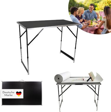 Складаний стіл для кемпінгу 3-секційний чорний Lemodo