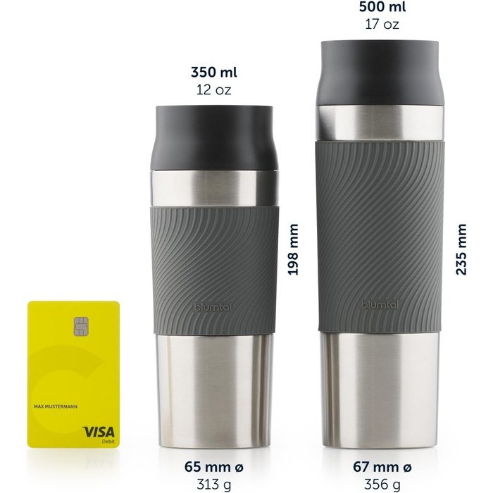 Термокружка Blumtal - Дорожня кружка з нержавіючої сталі - Герметична ізольована кружка для гарячих/холодних напоїв - Отвір для пиття на 360 - Термокружка із швидким закриттям - Кавова кружка - Рожева (350 мл, 04 - Світло-блакитний)