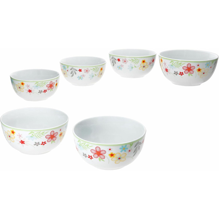 Набір із 6 тарілок для торта MamboCat Variant Floral Барвисті порцелянові тарілки для сніданку на 6 осіб Барвисті маленькі тарілки для салату, десерту та інших страв на сніданок, обід, каву та вечерю (чаша для пластівців)