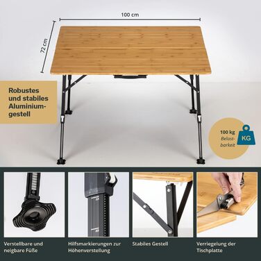 Складний стіл для кемпінгу 100 x 72 x 70 см Skandika