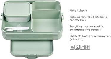 Ланч-бокс з Bento Box - Для 4 бутербродів або 8 скибочок хліба - Ланч-бокс для невеликих перекусів і залишків їжі - Ланч-бокс для дорослих - Фуд-бокс з відділеннями - (Nordic Black, Bento Lunchbox великий TAB)