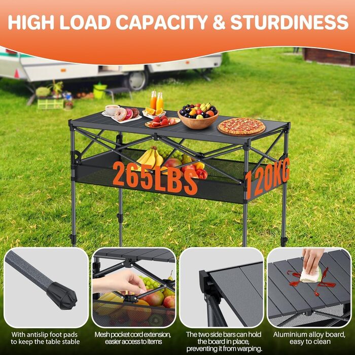 Складной кемпинговый стол 100 x 50 x 70/87 см FUNYKICH