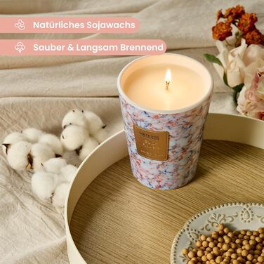 Ароматизована свічка M&SENSE велика Чорні ароматизовані свічки у склянці Ароматизована свічка з натурального соєвого воску Розслаблююча ароматерапія Подарунок для жінок та чоловіків, Різдво Час горіння 75 годин та 2 ґноти (соняшники, 400 г)