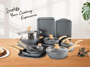 Набір кухонного посуду, 17 предметів, сірий Kitchen Academy