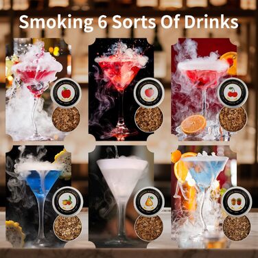 Набор для копчения коктейлей с 8 вкусами деревянной щепы PIPITA