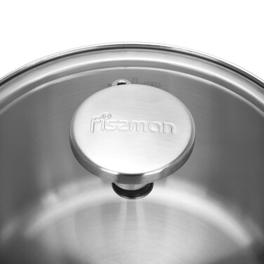 Ковш Fissman MASTER CHEF 16x9 см/1,6 л со стеклянной крышкой нержавеющая сталь (15094)