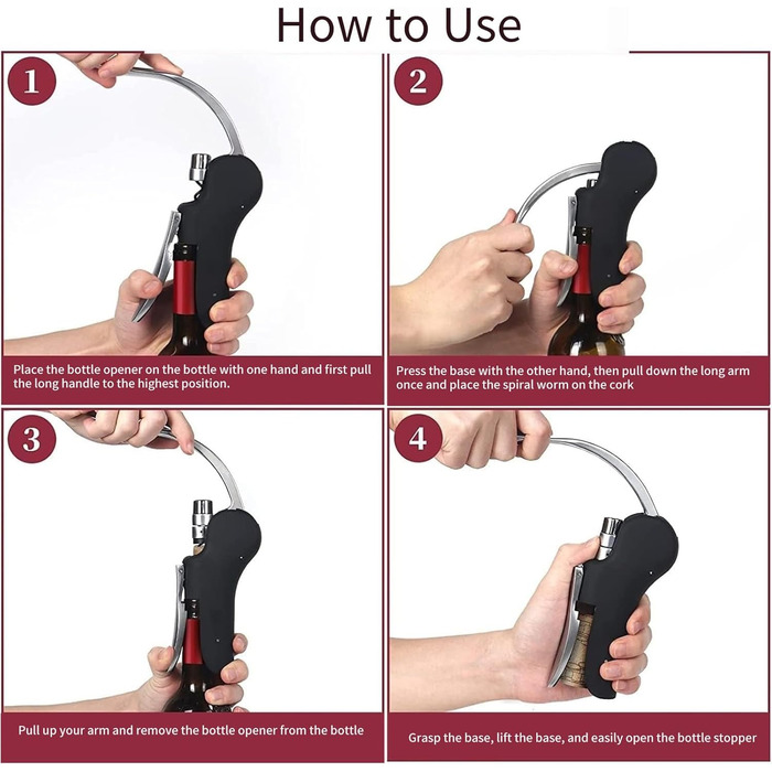 Профессиональный штопор с эргономичной ручкой jiingekk