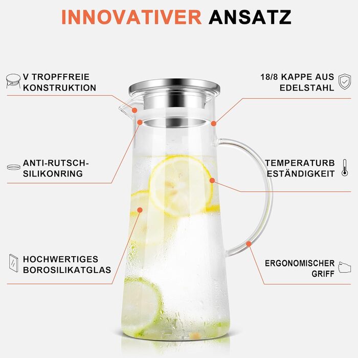 Кувшин с крышкой и щеткой для горячих/холодных напитков 2,1 л SUSTEAS
