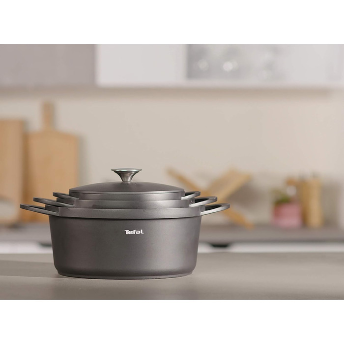 Жаровня 24 см с крышкой, черная TRATTORIA TEFAL