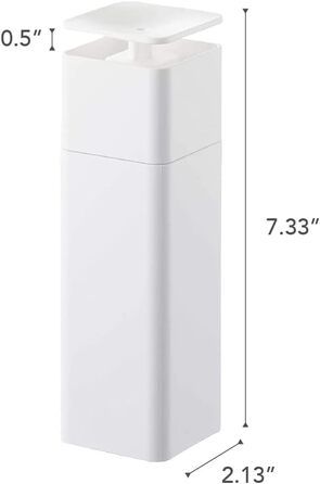 Дозатор мила Yamazaki 5214 Tower Push, смола PETG / поліпропілен / поліетилен / силікон, мінімалістичний дизайн (один розмір, білий)