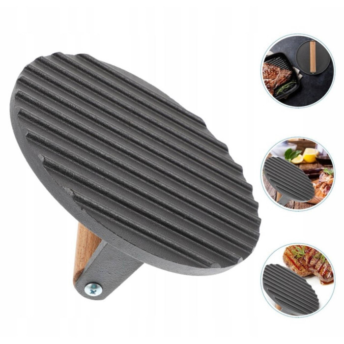 Пресс для мяса чугунный с деревянной ручкой 1,5 кг Ø20 см GRILLI 777185 Код: 012708