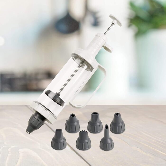 Одноручний шприц для декорування з 6 насадками, білий Dr. Oetker