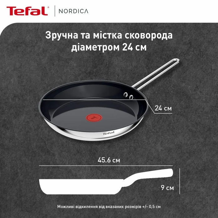 Tefal Сковорода Nordica, 24см, нержавіюча сталь