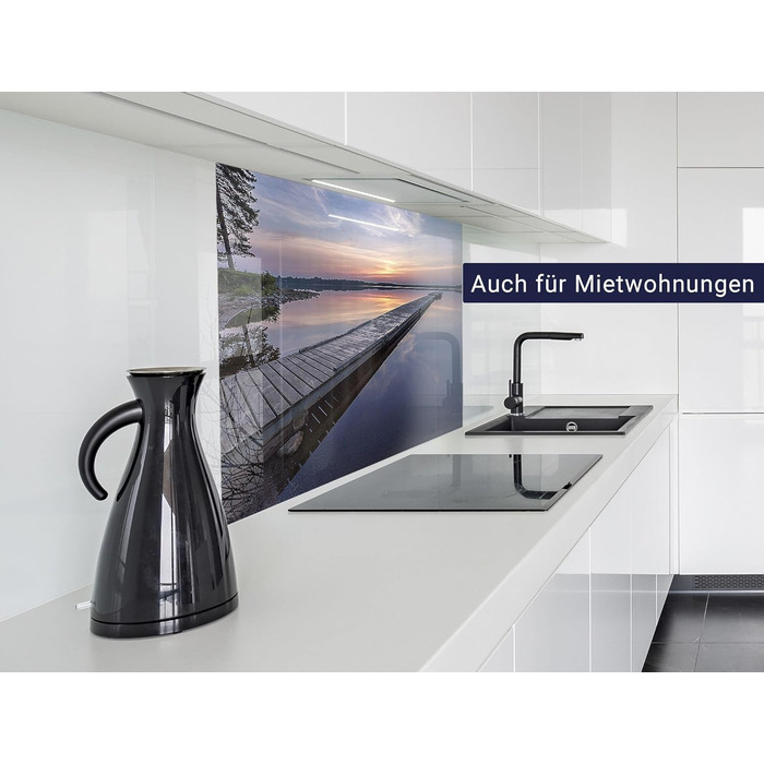 Кухонний фартух timalo зі скляним ефектом акрилове скло 2 мм Захист від бризок для плити, скляний фартух, акрилові скляні стінові панелі, захисна панель для фартуха Бетонно-синьо-сірий (60x52 см, 207- Seeblick)