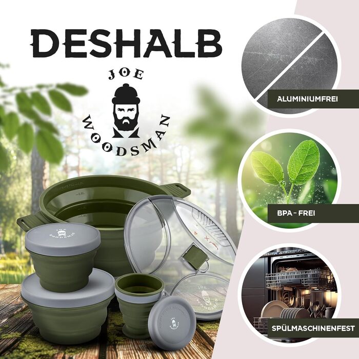 Складная производная посуда для кемпинга 4 предмета Joe WOODSMAN