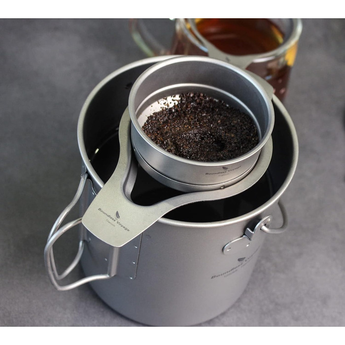 Безграничный Voyage Титановый кофейный сетчатый фильтр Pour Over Paperless Slow Drip Coffee Filter Открытый кемпинг Многоразовая кофейная капельница Ti6001P (фильтр и подставка для фильтра (M))