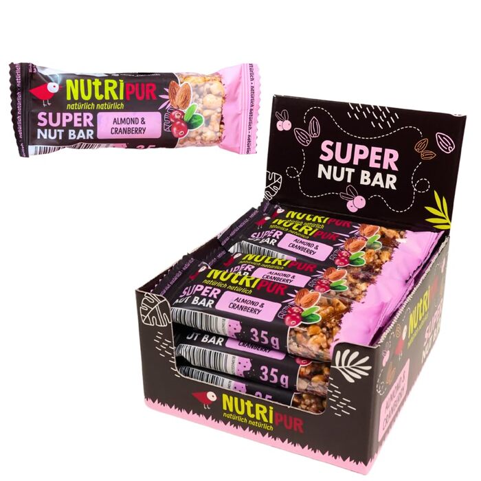 Горіхові батончики 16 х 35 г журавлина NutriPur