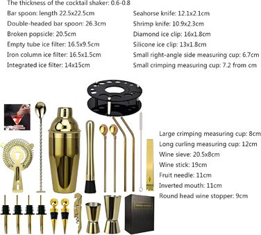 Професійний коктейльний набір з нержавіючої сталі 20 предметів XAGMODSHN