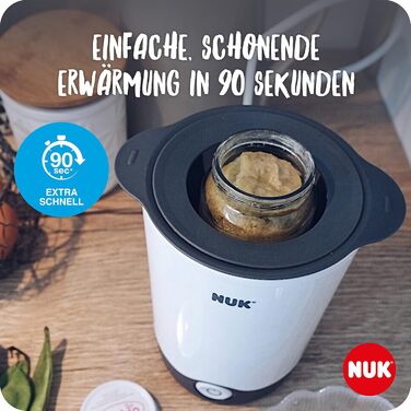 Підігрівач дитячих пляшечок NUK Thermo 3в1 Мяке розморожування, нагрівання та підтримання тепла рідких і пюреподібних продуктів Кошик для легкого вилучення Вилка EU (Thermo Express Plus)
